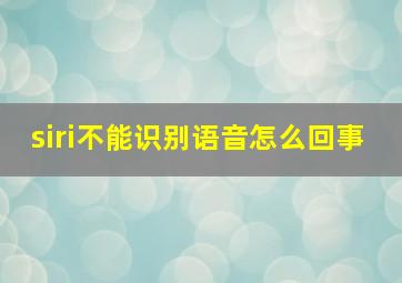 siri不能识别语音怎么回事