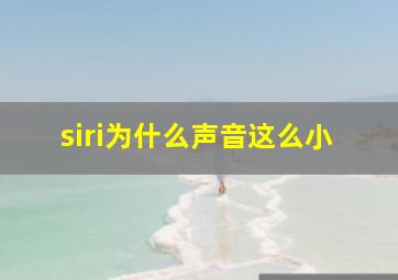 siri为什么声音这么小