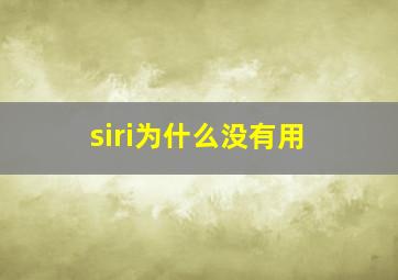 siri为什么没有用