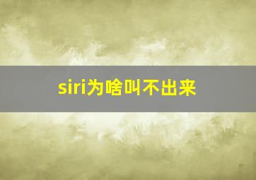 siri为啥叫不出来