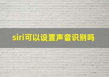 siri可以设置声音识别吗