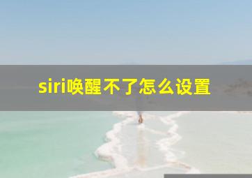 siri唤醒不了怎么设置