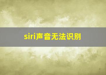 siri声音无法识别