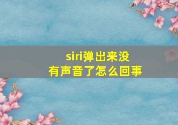 siri弹出来没有声音了怎么回事