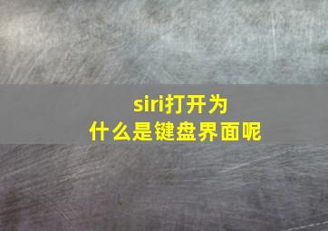 siri打开为什么是键盘界面呢