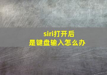 siri打开后是键盘输入怎么办