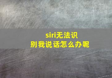 siri无法识别我说话怎么办呢