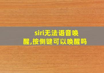 siri无法语音唤醒,按侧键可以唤醒吗