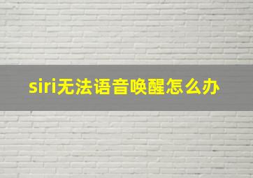 siri无法语音唤醒怎么办