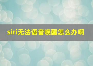 siri无法语音唤醒怎么办啊