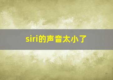 siri的声音太小了