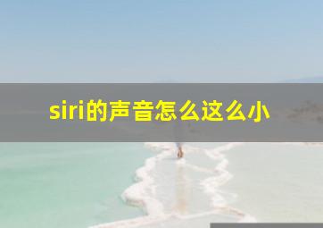 siri的声音怎么这么小