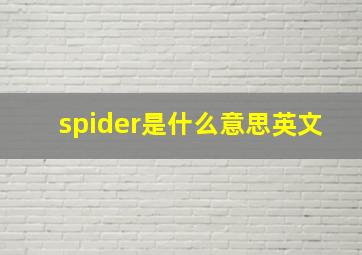 spider是什么意思英文