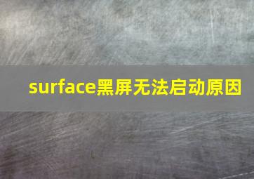 surface黑屏无法启动原因