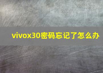 vivox30密码忘记了怎么办