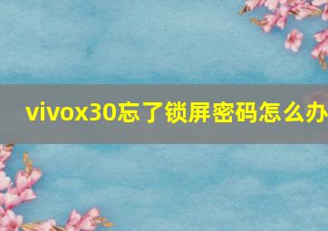 vivox30忘了锁屏密码怎么办