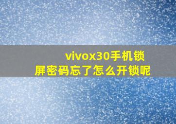 vivox30手机锁屏密码忘了怎么开锁呢