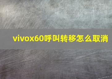 vivox60呼叫转移怎么取消