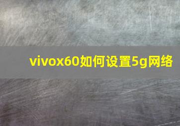 vivox60如何设置5g网络