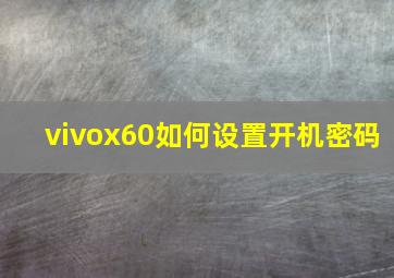 vivox60如何设置开机密码