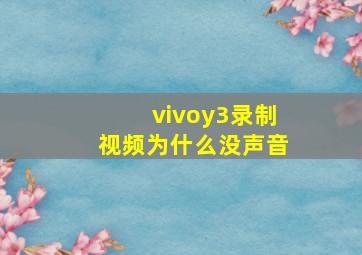 vivoy3录制视频为什么没声音