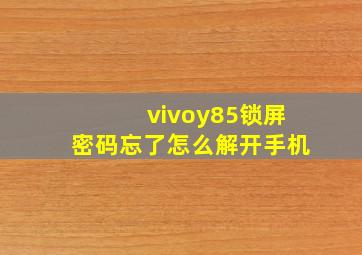 vivoy85锁屏密码忘了怎么解开手机