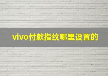 vivo付款指纹哪里设置的