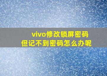 vivo修改锁屏密码但记不到密码怎么办呢