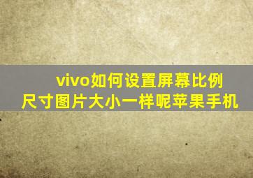 vivo如何设置屏幕比例尺寸图片大小一样呢苹果手机