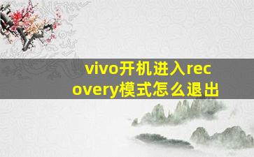 vivo开机进入recovery模式怎么退出