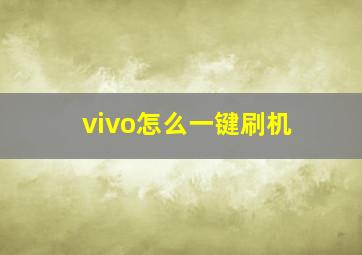 vivo怎么一键刷机