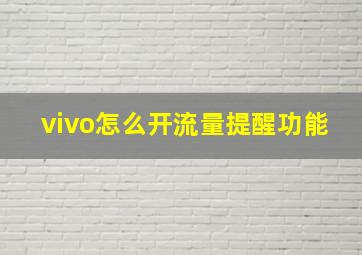 vivo怎么开流量提醒功能