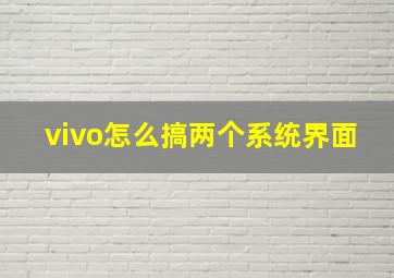 vivo怎么搞两个系统界面