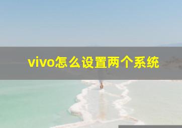 vivo怎么设置两个系统