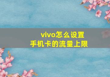 vivo怎么设置手机卡的流量上限