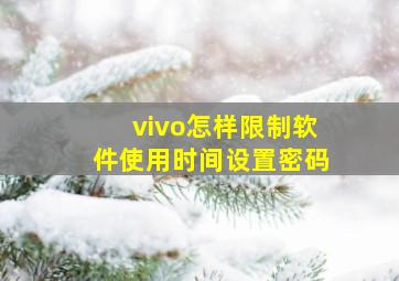 vivo怎样限制软件使用时间设置密码