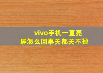 vivo手机一直亮屏怎么回事关都关不掉