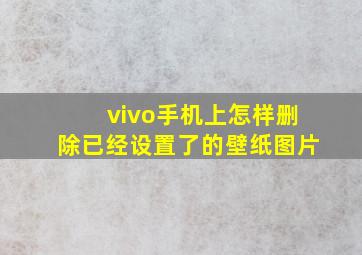 vivo手机上怎样删除已经设置了的壁纸图片