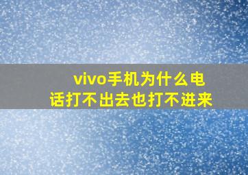 vivo手机为什么电话打不出去也打不进来