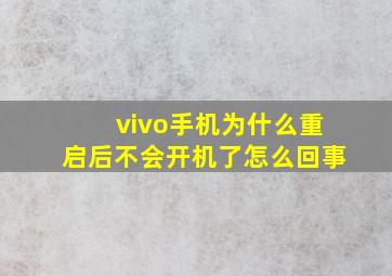 vivo手机为什么重启后不会开机了怎么回事