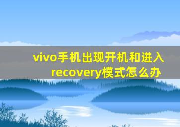 vivo手机出现开机和进入recovery模式怎么办