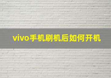 vivo手机刷机后如何开机