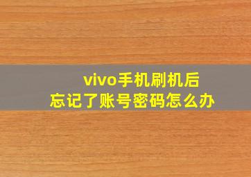 vivo手机刷机后忘记了账号密码怎么办