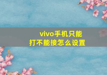 vivo手机只能打不能接怎么设置