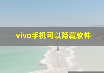 vivo手机可以隐藏软件