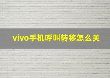 vivo手机呼叫转移怎么关