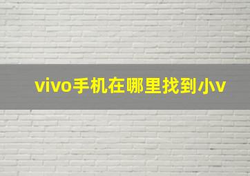 vivo手机在哪里找到小v