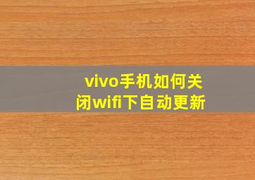 vivo手机如何关闭wifi下自动更新