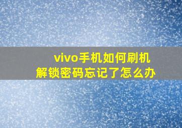 vivo手机如何刷机解锁密码忘记了怎么办