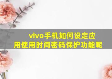 vivo手机如何设定应用使用时间密码保护功能呢